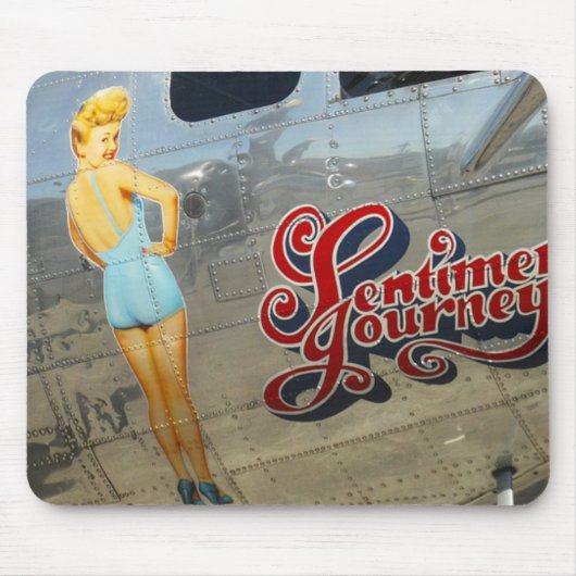 Vintage Flugzeug-Malerei-Mausunterlage Mousepad (Vorne)