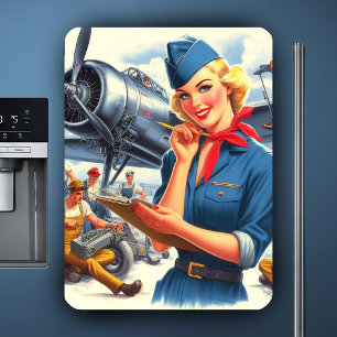 Vintage-Flugzeug Pin-up Magnet