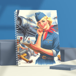 Vintage-Flugzeug-Pin-up Notizblock