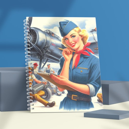 Vintage-Flugzeug-Pin-up Notizblock