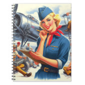 Vintage-Flugzeug-Pin-up Notizblock (Vorderseite)