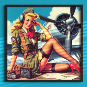 Vintage-Flugzeug-Pin-Up Poster