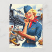Vintage-Flugzeug Pin-up Postkarte (Vorderseite)