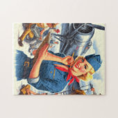 Vintage-Flugzeug Pin-up Puzzle (Horizontal)