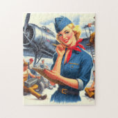 Vintage-Flugzeug Pin-up Puzzle (Vertikal)