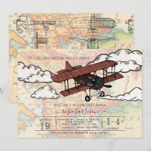 Vintage-Flugzeug   Reise-Baby-Party Einladung
