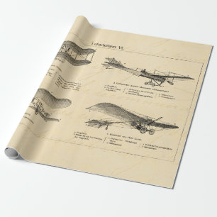 Vintage-Flugzeug Retro Alter Doppeldecker Antike F Geschenkpapier