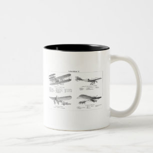 Vintage-Flugzeug Retro-Altes-Doppeldecker-Antike-F Zweifarbige Tasse
