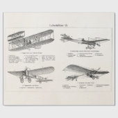 Vintage Flugzeug Retro Oldtimer Doppeldecker Antik Geschenkpapier (Flach)