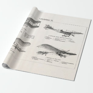 Vintage Flugzeug Retro Oldtimer Doppeldecker Antik Geschenkpapier