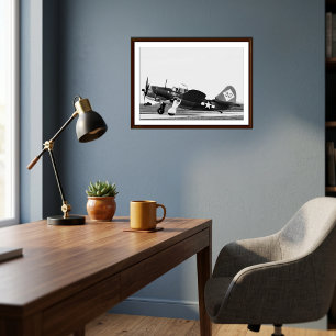 Vintage-Flugzeug Schwarz-Weiß-Luftfahrtfoto Poster