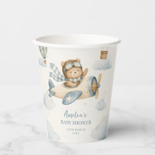 Vintage-Flugzeug-Teddybär-Baby-Party Pappbecher