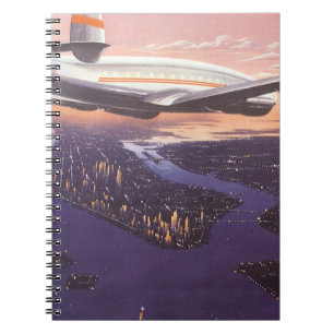 Vintage‑Flugzeug über dem Hudson Notizblock
