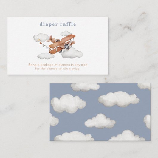 Vintage Flugzeug-Windeln-Raffelkarten Begleitkarte (Vorne/Hinten)