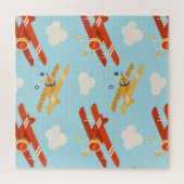 Vintage Flugzeug Wolken Hintergrundmuster Puzzle (Horizontal)