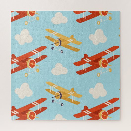 Vintage Flugzeug Wolken Hintergrundmuster Puzzle (Vertikal)