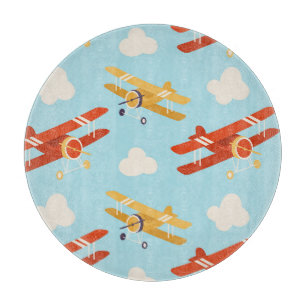 Vintage Flugzeug Wolken Hintergrundmuster Schneidebrett