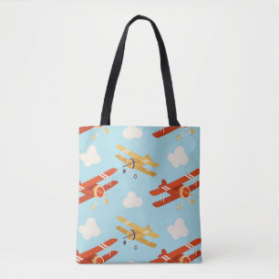 Vintage Flugzeug Wolken Hintergrundmuster Tasche