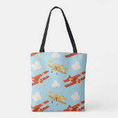Vintage Flugzeug Wolken Hintergrundmuster Tasche (Rückseite)