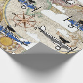 Vintage Flugzeug & World Map Adventure Traveller Geschenkpapier (Ecke)
