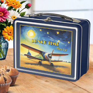 Vintage Flugzeugart Metall Brotdose