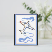 Vintage Flugzeugausdruck Postkarte (Stehend Vorderseite)