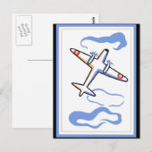 Vintage Flugzeugausdruck Postkarte (Vorne/Hinten)