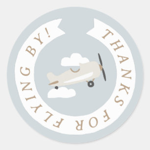 Vintage Flugzeugboten Geburtstag Vielen Dank Runder Aufkleber