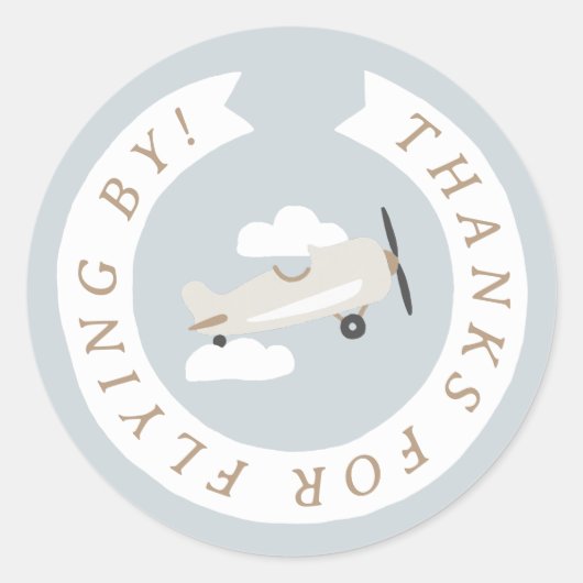 Vintage Flugzeugboten Geburtstag Vielen Dank Runder Aufkleber (Vorderseite)