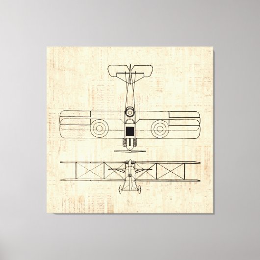 Vintage Flugzeugdiagramme Flugzeug Art Leinwanddruck (Vorderseite)