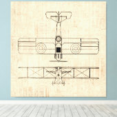 Vintage Flugzeugdiagramme Flugzeug Art Leinwanddruck (Insitu (Holzboden))