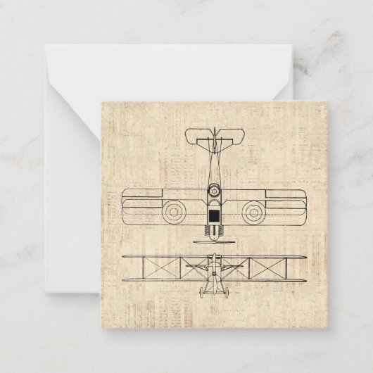 Vintage Flugzeugdiagramme Flugzeug Art Mitteilungskarte (Vorderseite)