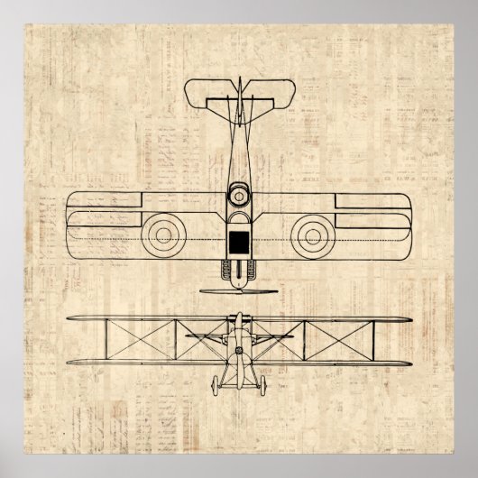Vintage Flugzeugdiagramme Flugzeug Art Poster (Vorne)
