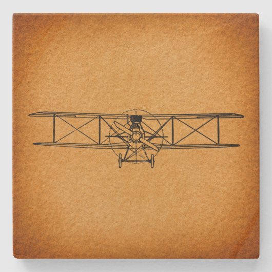 Vintage Flugzeuge Antiflugzeuge Luftfahrt Art Steinuntersetzer (Vorderseite)
