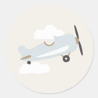 Vintage Flugzeuge Boys Birthday Blue Flugzeug Clas Runder Aufkleber
