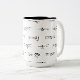 Vintage-Flugzeuge Luftfahrt Thema INDIVIDUELLE FAR Zweifarbige Tasse