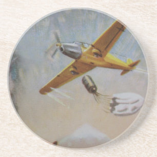 Vintage Flugzeuge mit Fallschirm- Untersetzer
