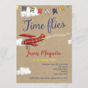 Vintage Flugzeugeinladung, 1. Geburtstag für Junge Einladung
