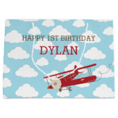 Vintage Flugzeuggifttaschen - Red Flugzeug Cloud Große Geschenktüte (Vorderseite)