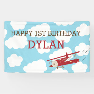 Vintage Flugzeughintergrund / Banner (blau und rot