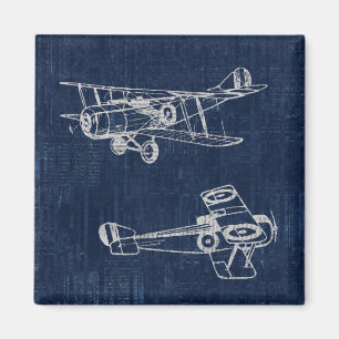 Vintage-Flugzeugkunst-Zeitungs-Text- und Skript-St Magnet