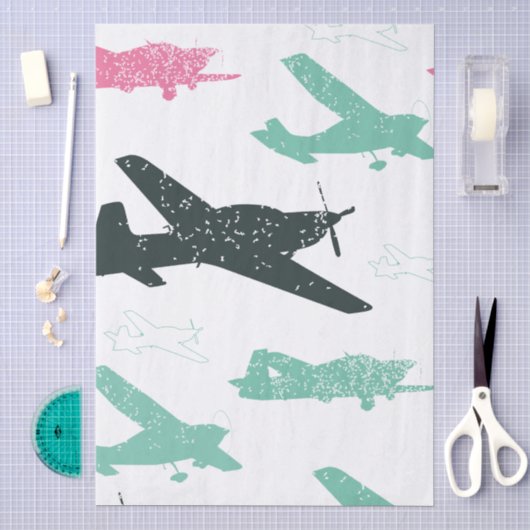 Vintage-Flugzeugmuster Seidenpapier (Handwerk)