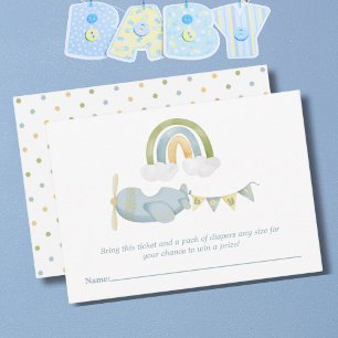 Vintage-Flugzeugwolken-Baby-Shower-Windel-Raffle Begleitkarte