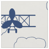Vintage Flugzeugwolken Navy Blue Stoff (Nahaufnahme)