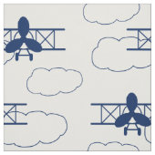Vintage Flugzeugwolken Navy Blue Stoff (Muster)