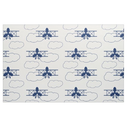 Vintage Flugzeugwolken Navy Blue Stoff (Fat Quarter (45,7 x 55,9 cm))