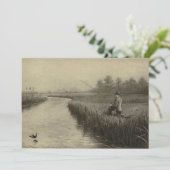 Vintage Flussfischerei Einladung (Stehend Vorderseite)