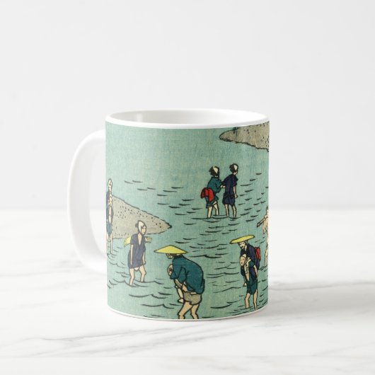 Vintage Flussüberquerung - Japanischer Holzblock Kaffeetasse (Vorderseite Links)