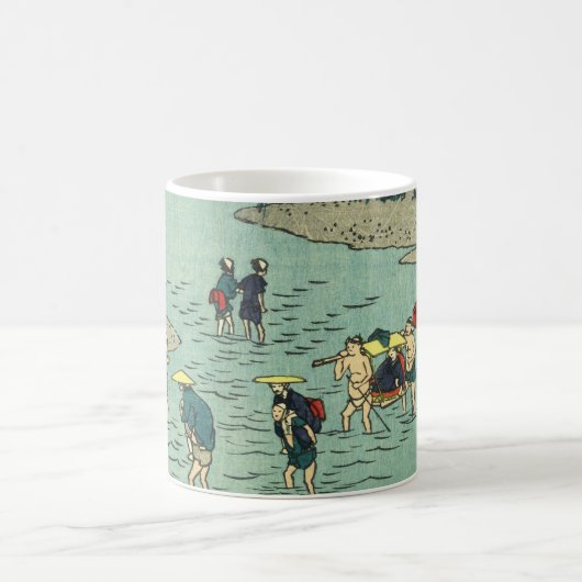 Vintage Flussüberquerung - Japanischer Holzblock Kaffeetasse (Mittel)