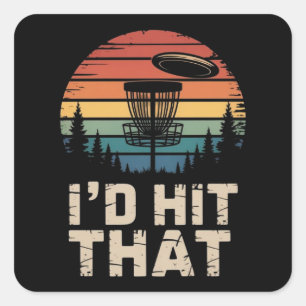 Vintage Flying Disc Golf Ich Würde Diesen Lustigen Quadratischer Aufkleber